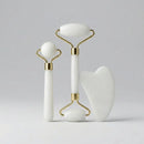 Rolo Massageador Facial | Pedra Jade + Gua Sha 3 em 1