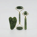 Rolo Massageador Facial | Pedra Jade + Gua Sha 3 em 1