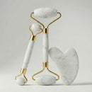 Rolo Massageador Facial | Pedra Jade + Gua Sha 3 em 1