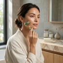 Rolo Massageador Facial | Pedra Jade + Gua Sha 3 em 1