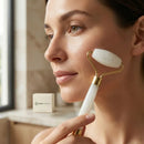 Rolo Massageador Facial | Pedra Jade + Gua Sha 3 em 1
